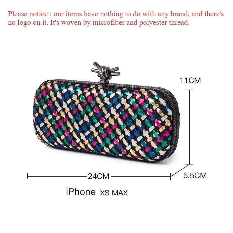 Gold Evening Clutch Bag for Women Leather and Bright Line Woven Purse Elegant Ladies Metal Knot Party Handbag Bolsas Femininas