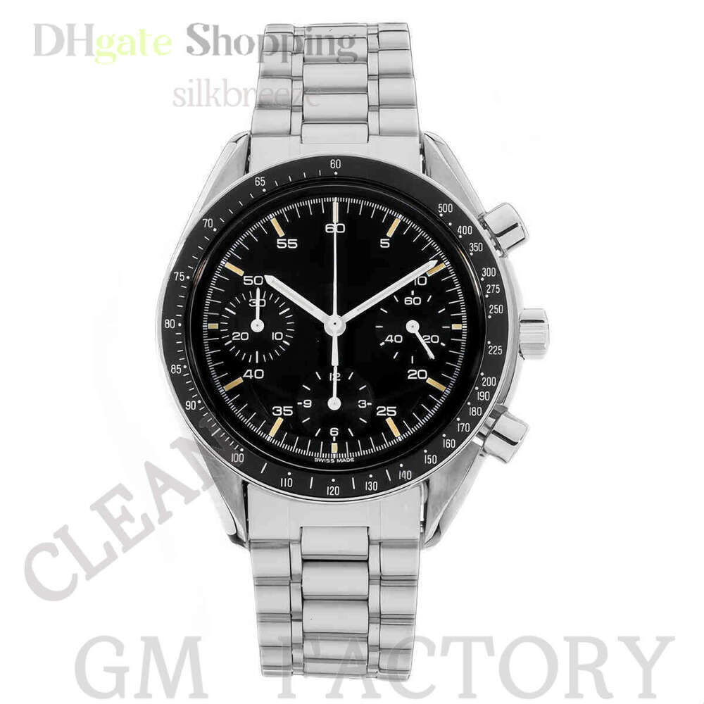 OME Men's Chronograph Watch Men's Luxury Automatic Watch 42mm Black Round Dial Stainless Steel Case Band Water Resistant 30m, Date Function Classic Business Style