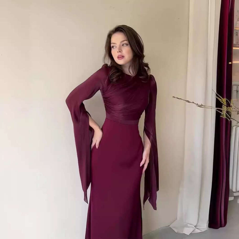 European and American Cross-Border Summer Patchwork Glass Yarn Large Flared Sleeve Long Satin Slim Dress