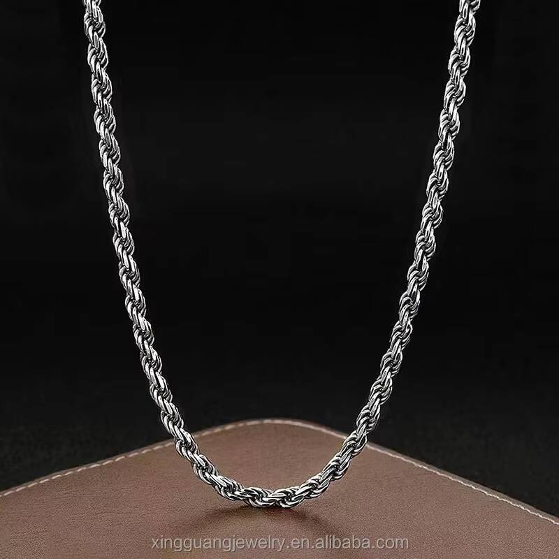 XG Factory Price Hip Hop Rope Silver Chains Solid 925 Sterling Silver Gold Plate Fine Jewelry Necklaces for Men Women