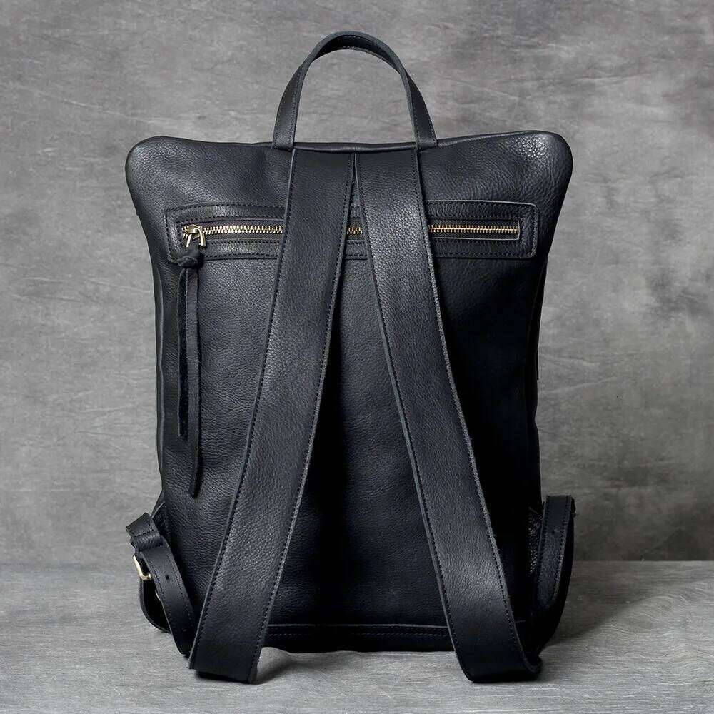 S.Worker Casual Genuine Backpack Full-Grain Cowhide Leather Laptop Shoulder School Bag Fashion