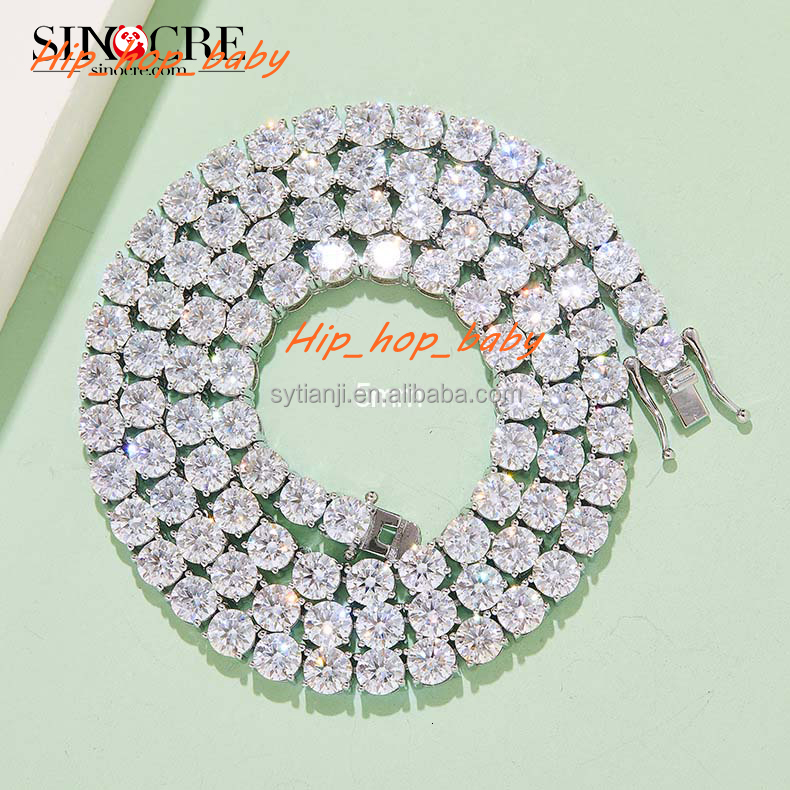 8Mm Moissanite Tennis Chain Mossanite Promotional Sinocre Hiphop Lover