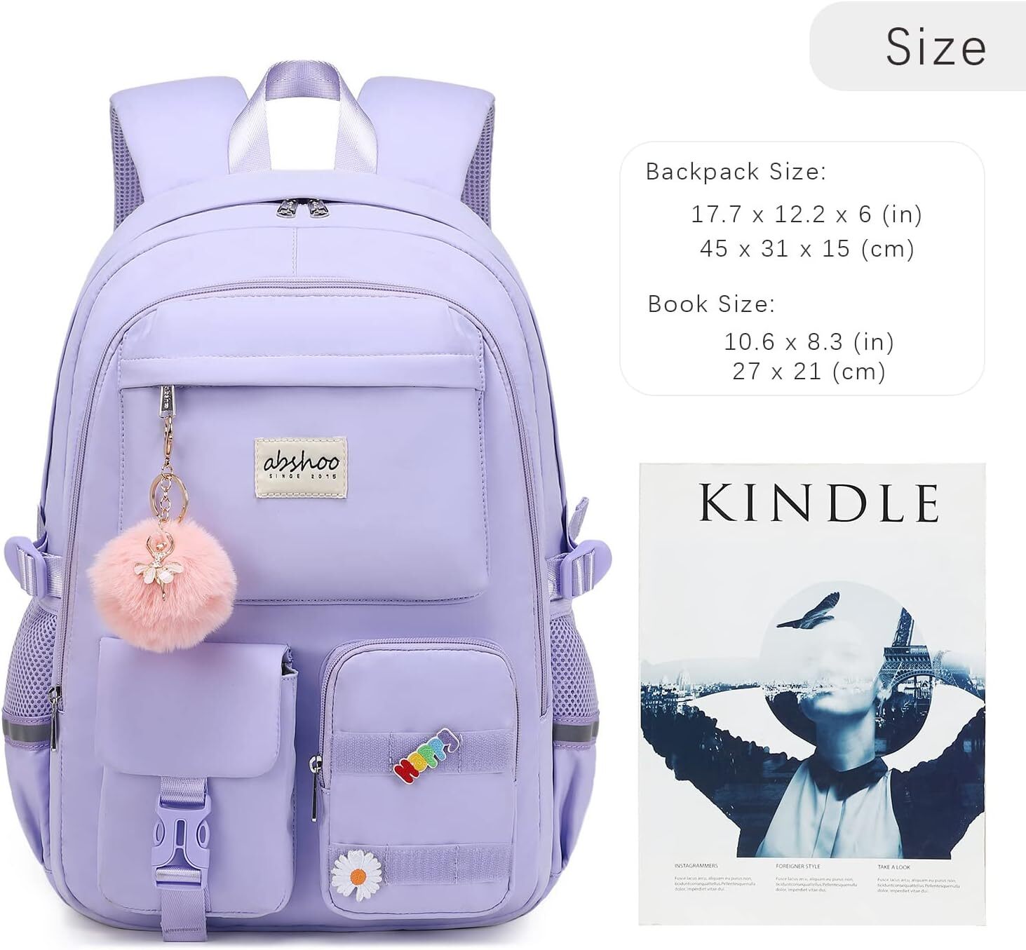 DHYMX abshoo Big designer bag Student Laptop Backpack For College Women Middle High School Teen Girls Bookbag Travel Daypack (Purple)