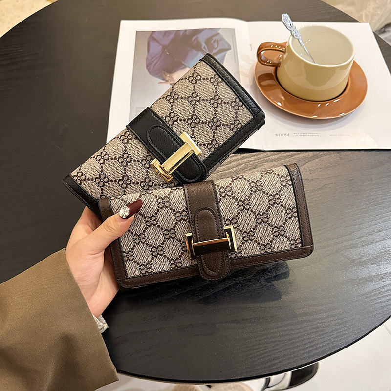 Luxury Brand Designer Bag Houndstooth Wallet For Women, Niche Light Luxury Coin Purse, 2024 New Model, High-End Simple Ins Style, Student Large Capaci