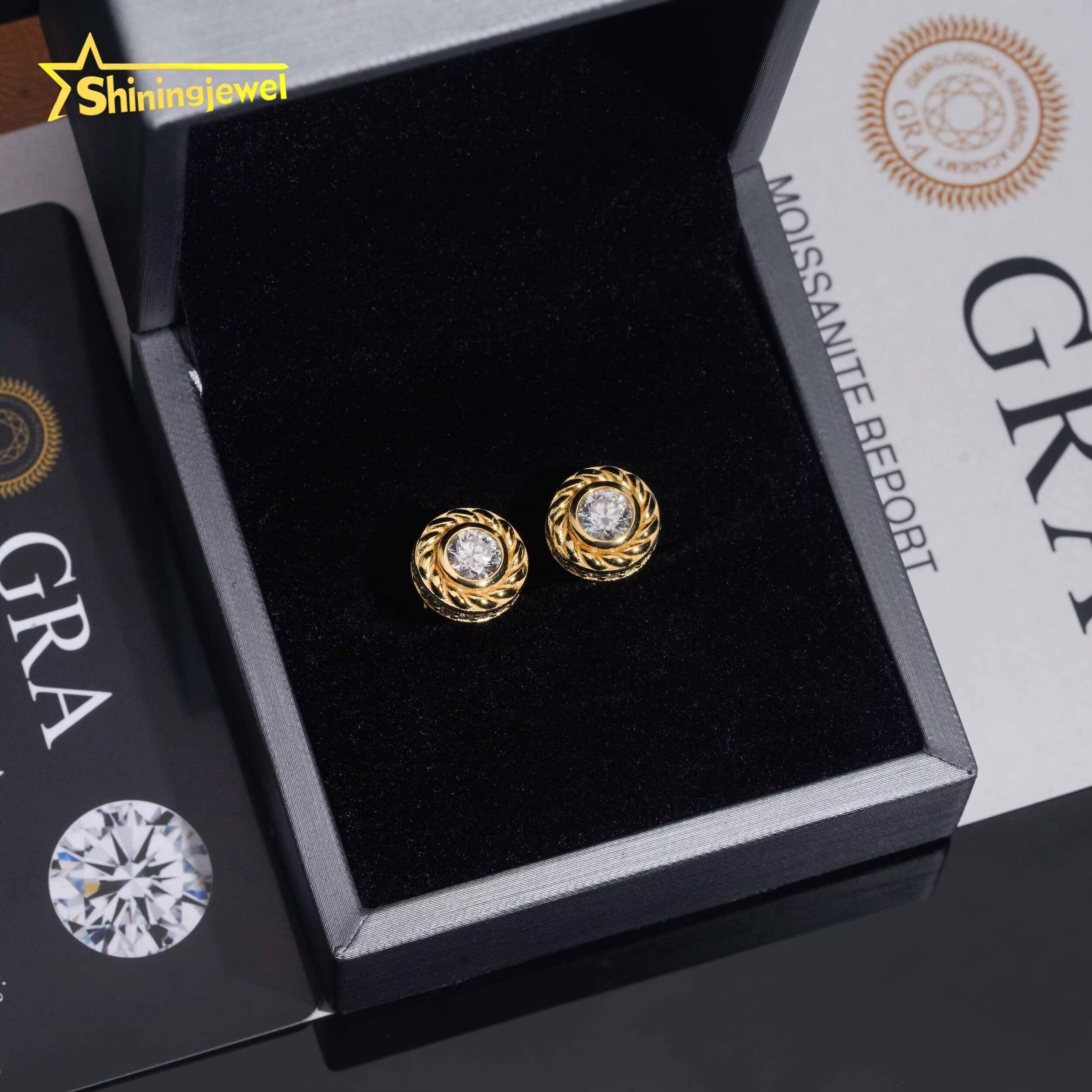 Hot Sale Classic 925 Sterling Silver Moissanite Ear Stud Hip Hop Jewelry Iced Out Women Moissanite Earrings GRA Certificated