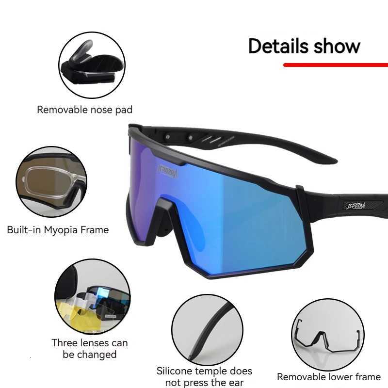 JEPOZRA Polarized Myopia Cycling Glasses for Men and Women Sports Glasses Mountain Bikes Road Bikes Riding Equipment Y250719