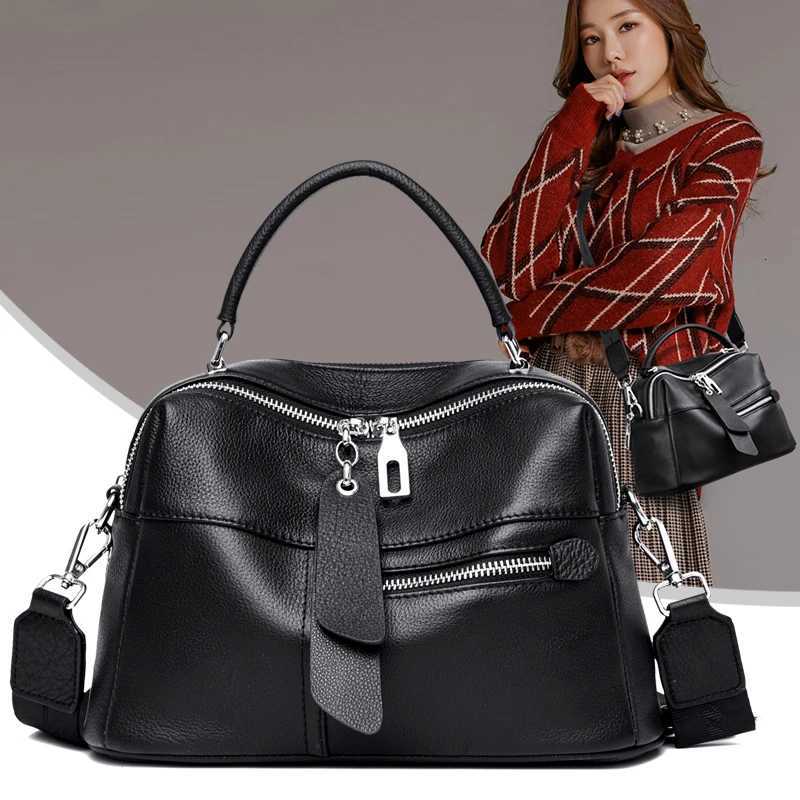 High Quality Cowhide Shoulder Bag for Women messenger Bags Ladies Soft Genuine Leather Handbag Purse Female Casual Crossbody Bag Y250719