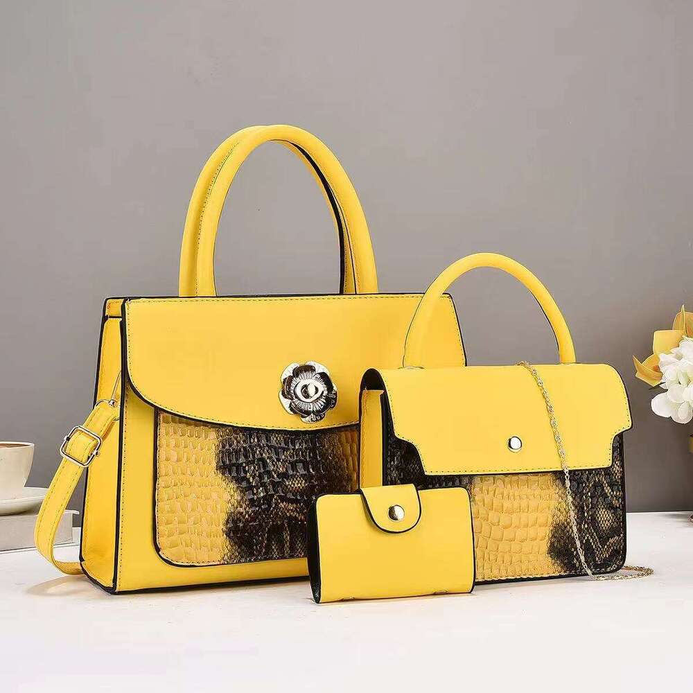 High-end Crocodile Pattern Mother-Daughter Bag New Large Capacity Fashion PU Leather Women's Shoulder Crossbody Handbag