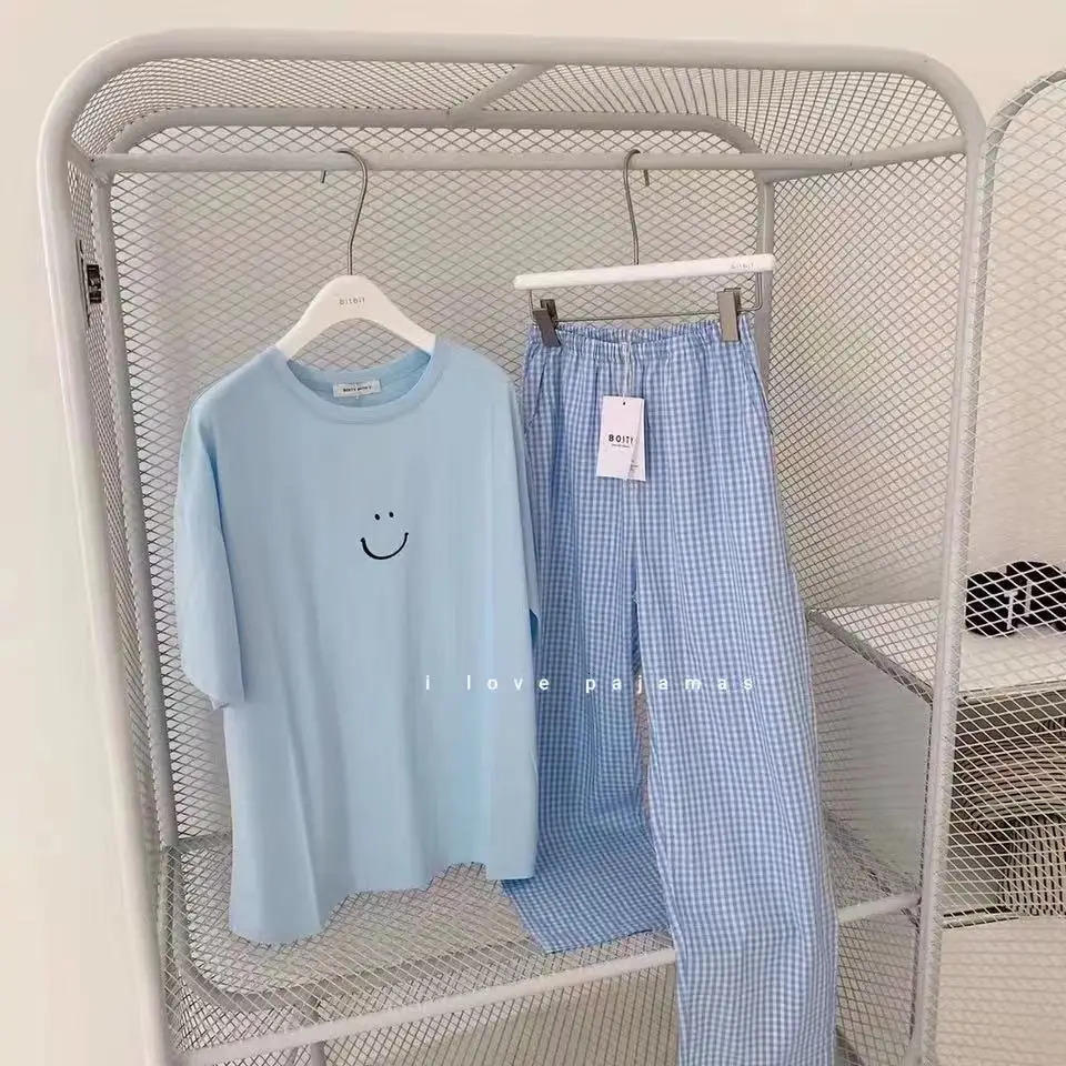 Summer Ladies Pajamas Loungewear Sets Spring and Autumn Short Sleeve Female Student Sleepwear 250717