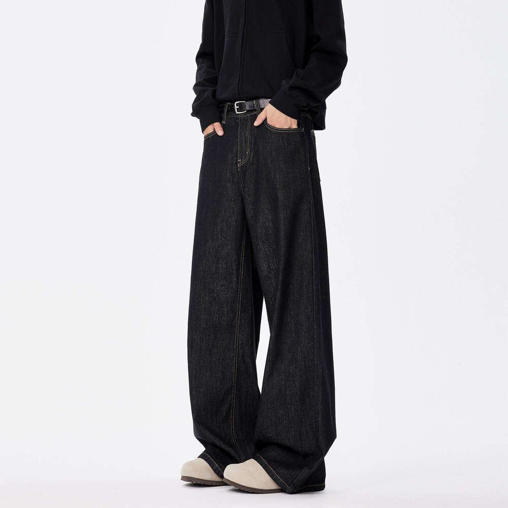 American Style Cleanfit Wide-Leg Jeans for Men, Trendy Brand New Loose Fit Straight-Leg Casual Floor-Length Pants