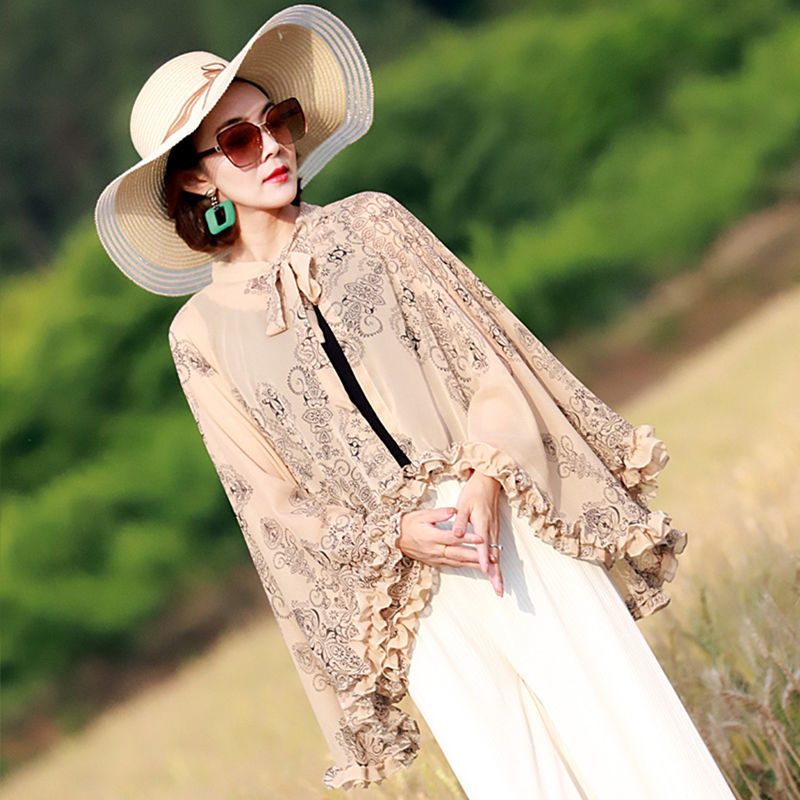 K1412 Spring and summer riding and driving all-match chiffon embroidered beach towel scarf women's sun protection clothing shawl UV multi-purpose