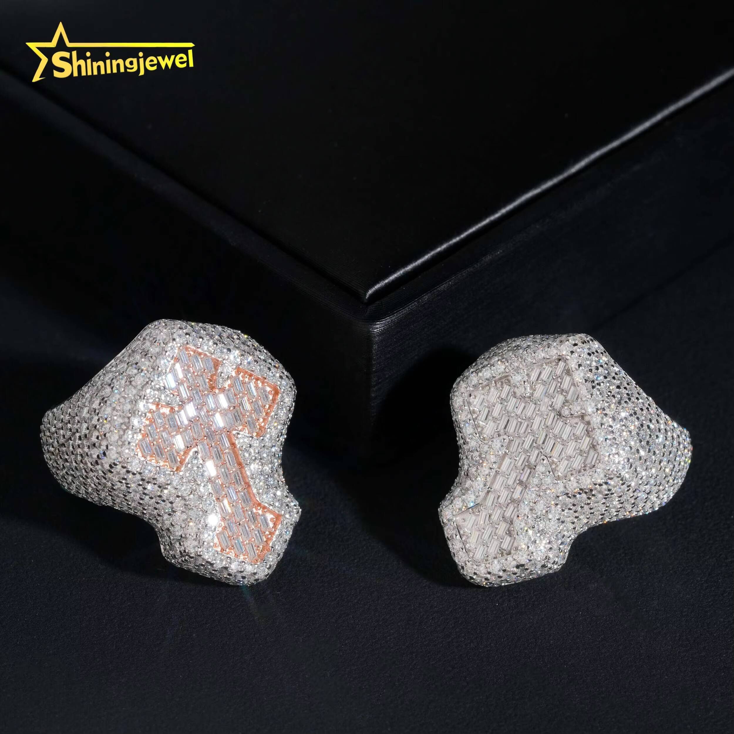 Hot Fashion Custom Diamond Jewelry 925 Sterling Silver Sparkling Diamond Hip Hop Men Rings Iced Out Moissanite Ring