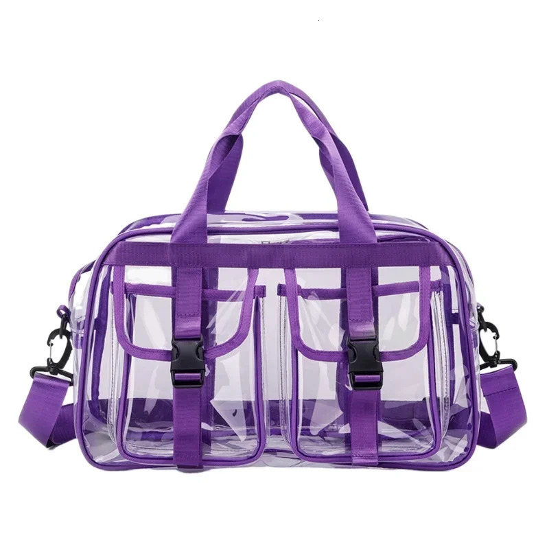 Solid Color PVC 2025 Travel Duffels Zipper Simple Large Capacity Casual Shoulder Bag Soft Trendy Western Style Handbag 250714