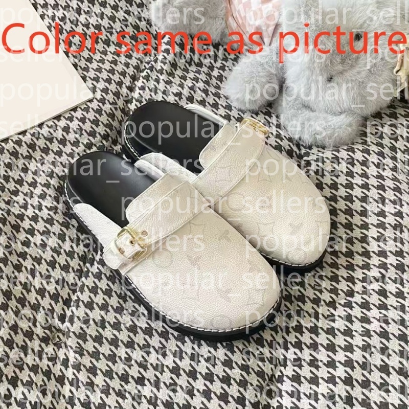 Designer Slippers Slides Summer Cotton Leather Casual Shoes Man Black Scuff Flat Sandals Mules Sunset Padded Women Flip Flops Fashion Sandal 35-45