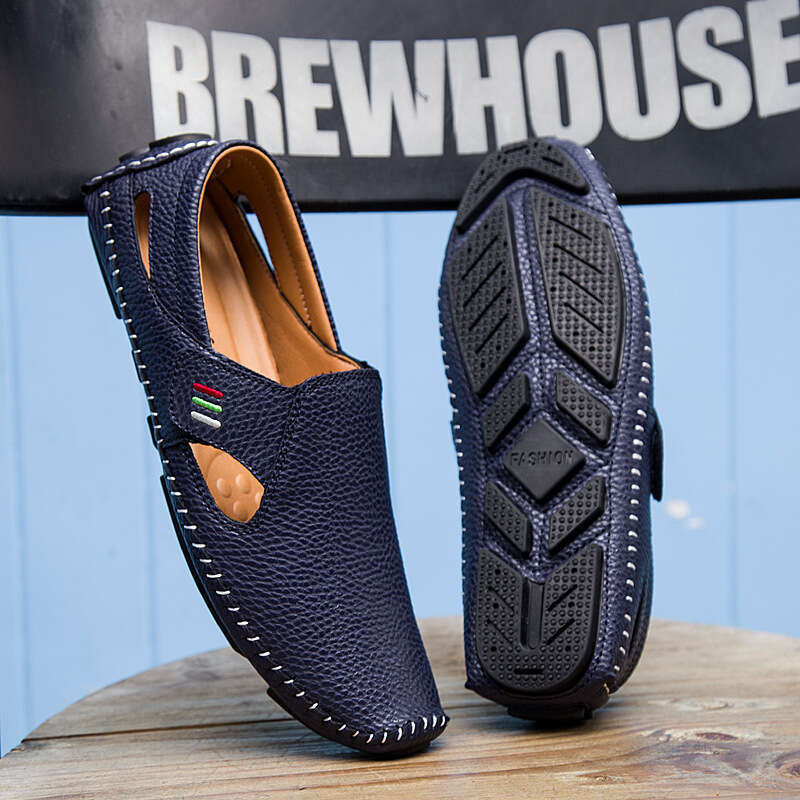 Slip-On Loafers Men's Clogs Lazy Casual Beach Outdoor Shoes Hand-Sewn Extra Large Size Men