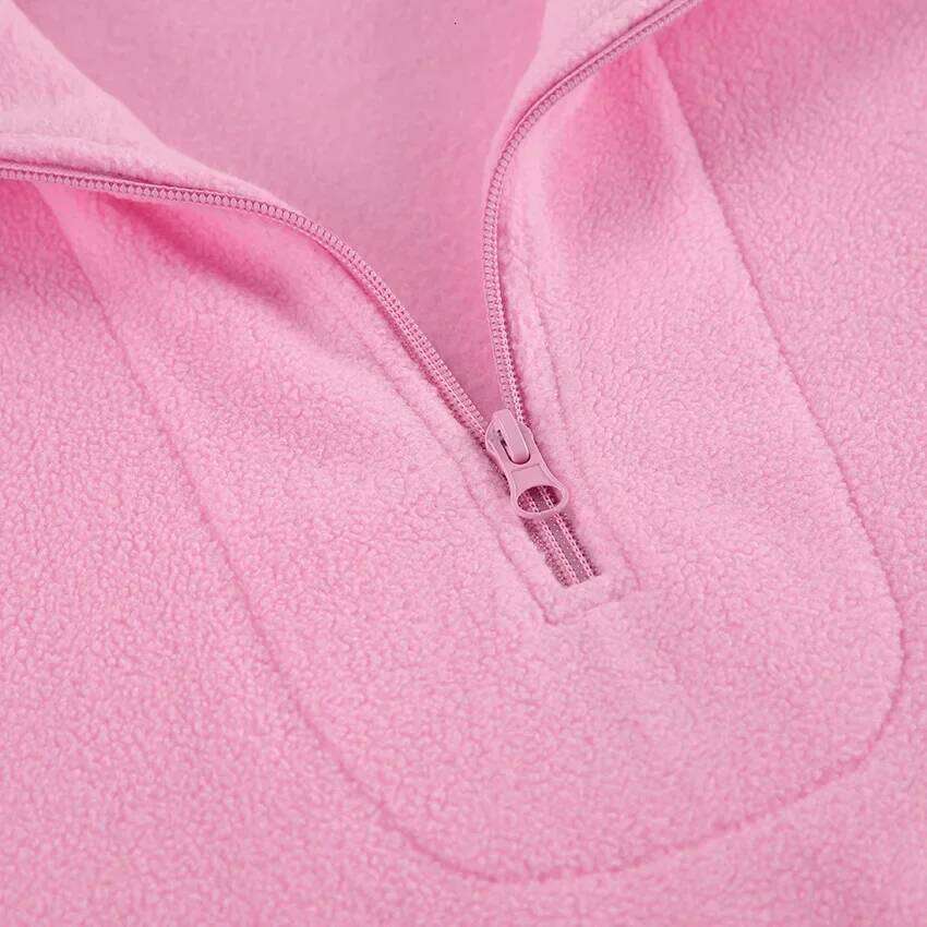 Winter Lamb Fleece Hoodie Women Clothing Casual Loose Thick Zipper Long Sleeve Lapel Pink Pullover Top Lady Hoodies Streetwear