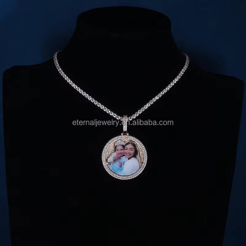 Eternal Factory Custom Iced Out 1.5 Inch Memory Pendants Hip Hop Custom Photo Iced Out D VVS Moissanite Diamond Pendant