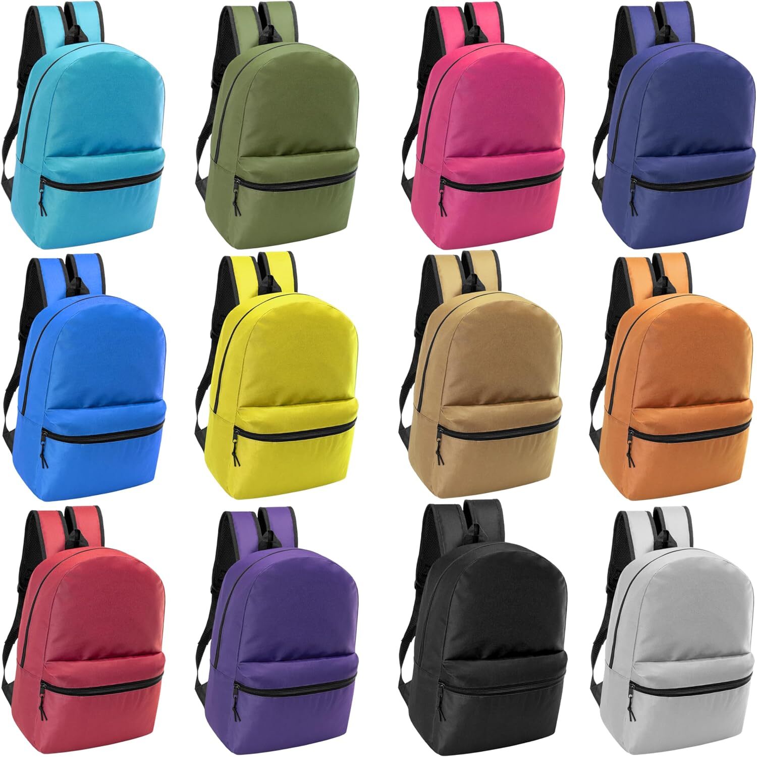 DHYMX 20-Pack designer bag 17" Kids - Backpacks in Bulk for Elementary, Middle, and High School Students, 12 Assorted Colors