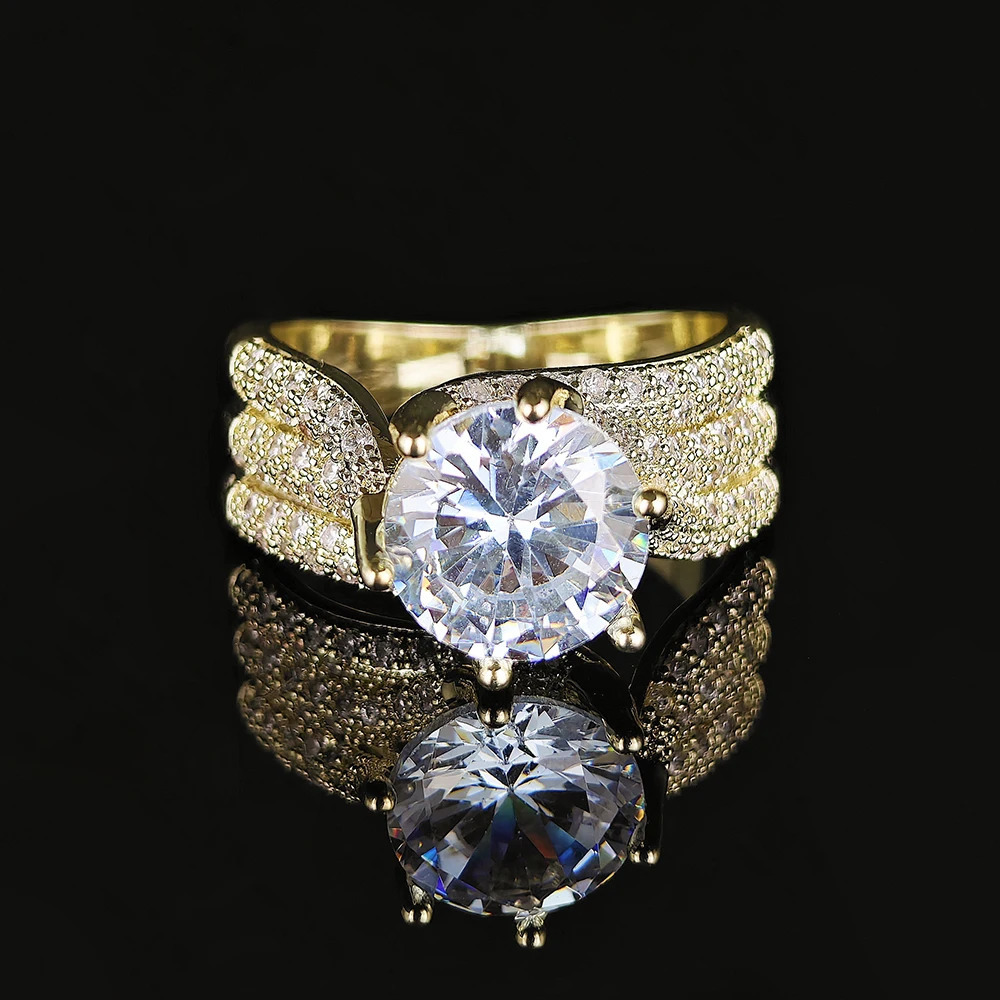 10MM Cubic Zirconia Wedding Bands Ring for Women Crystal CZ Ring Engagement Accessories Arrival Trendy Jewelry R7851 250715