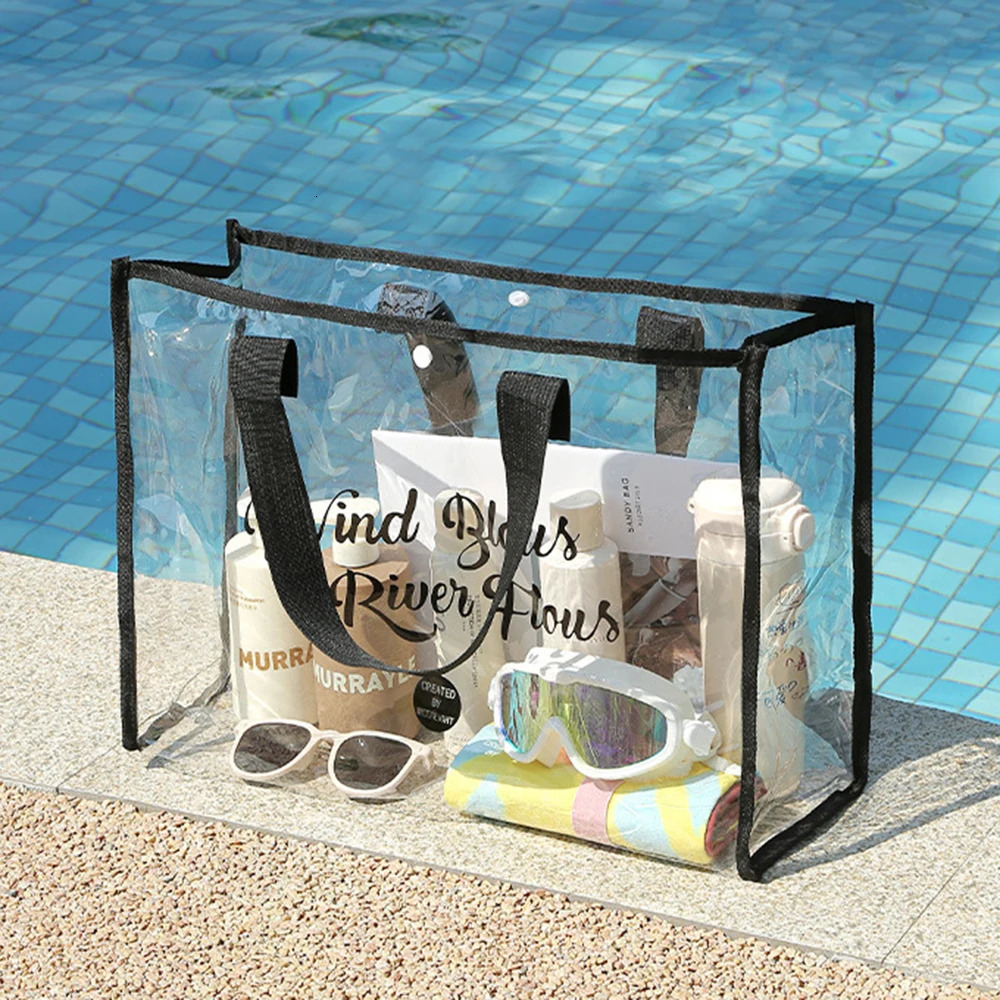 1PC Summer Large-Capacity Waterproof Beach Bag - Pvc Bag - Transparent For Swimming Traveling And Shopping 250714