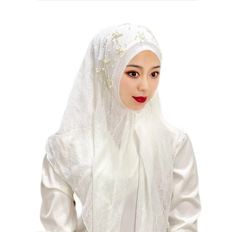 T1266 Tassel solid color headscarf beaded flower hat headscarf scarf
