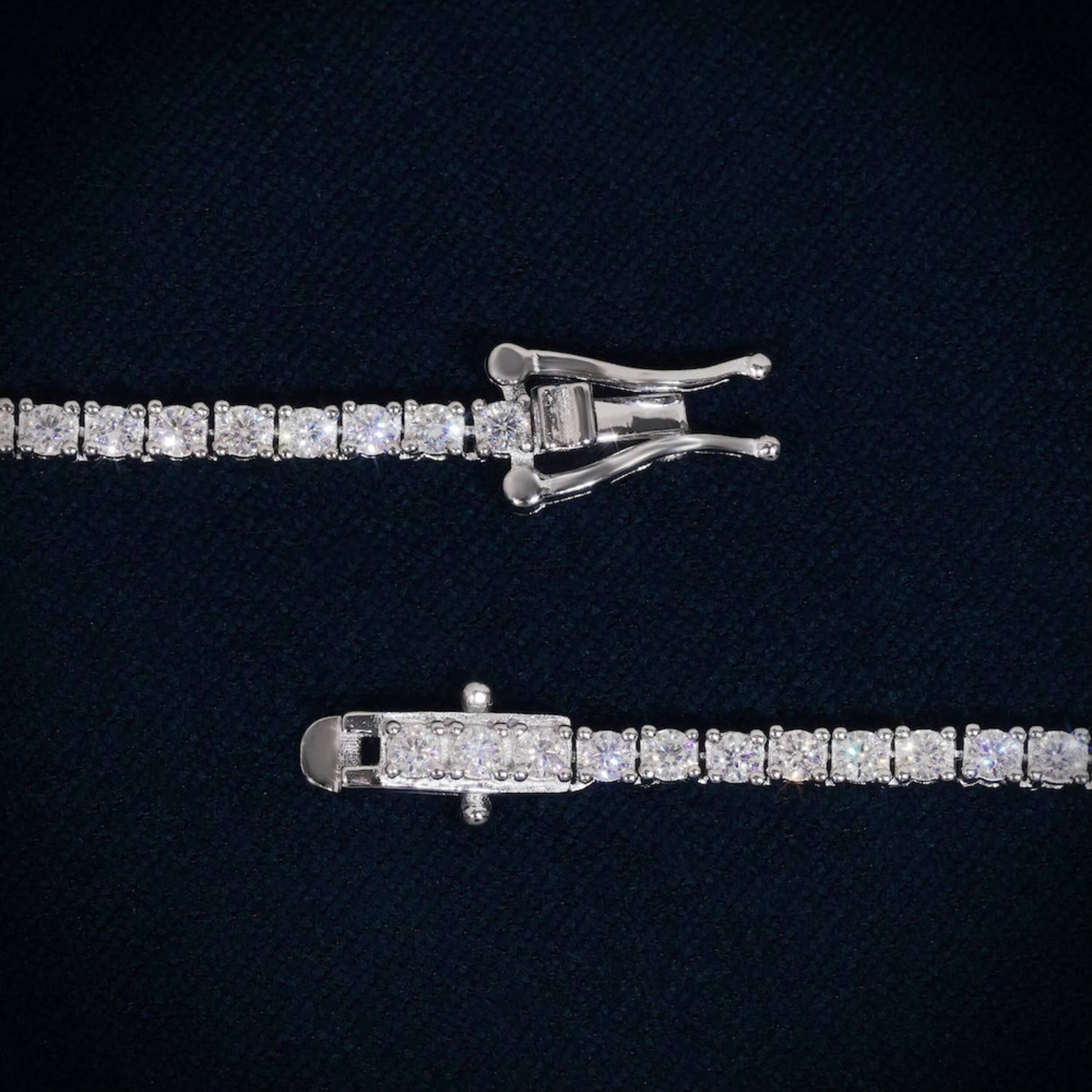 Iced Out 3MM VVS Moissanite Tennis Chain 925 Sterling Silver D Color Tennis Necklace for Him and Her Luxury Jewelry