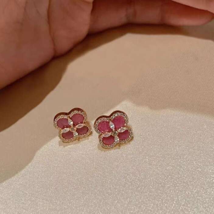 designer jewelry Rose Pink Flower Clover bracelet Set for Women with gift box