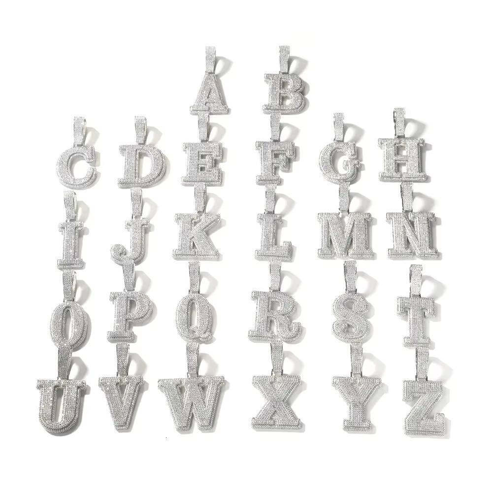 Large Iced Out Single Initial A-Z Pendant Necklace Gold Plated Hip Hop Style for Women Men Religious Gift Diamond Zircon Stone