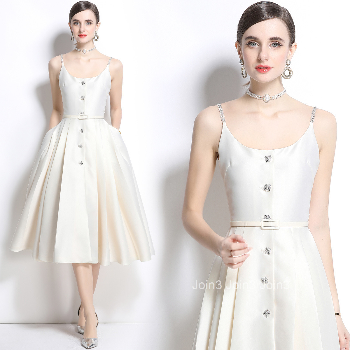 1679 Spring/Summer New Womens Clothing Style Sexy Strap Inlaid Diamond Backless Large Skirt Dress