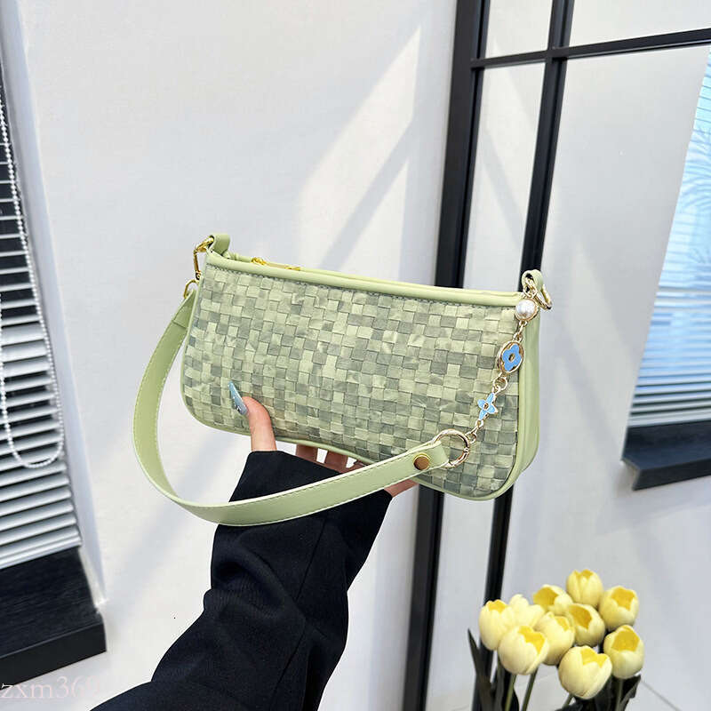 Trendy Woven for Women 2025 Summer New Color-Block Stylish Small Square Fashion Versatile Shoulder Crossbody Bag