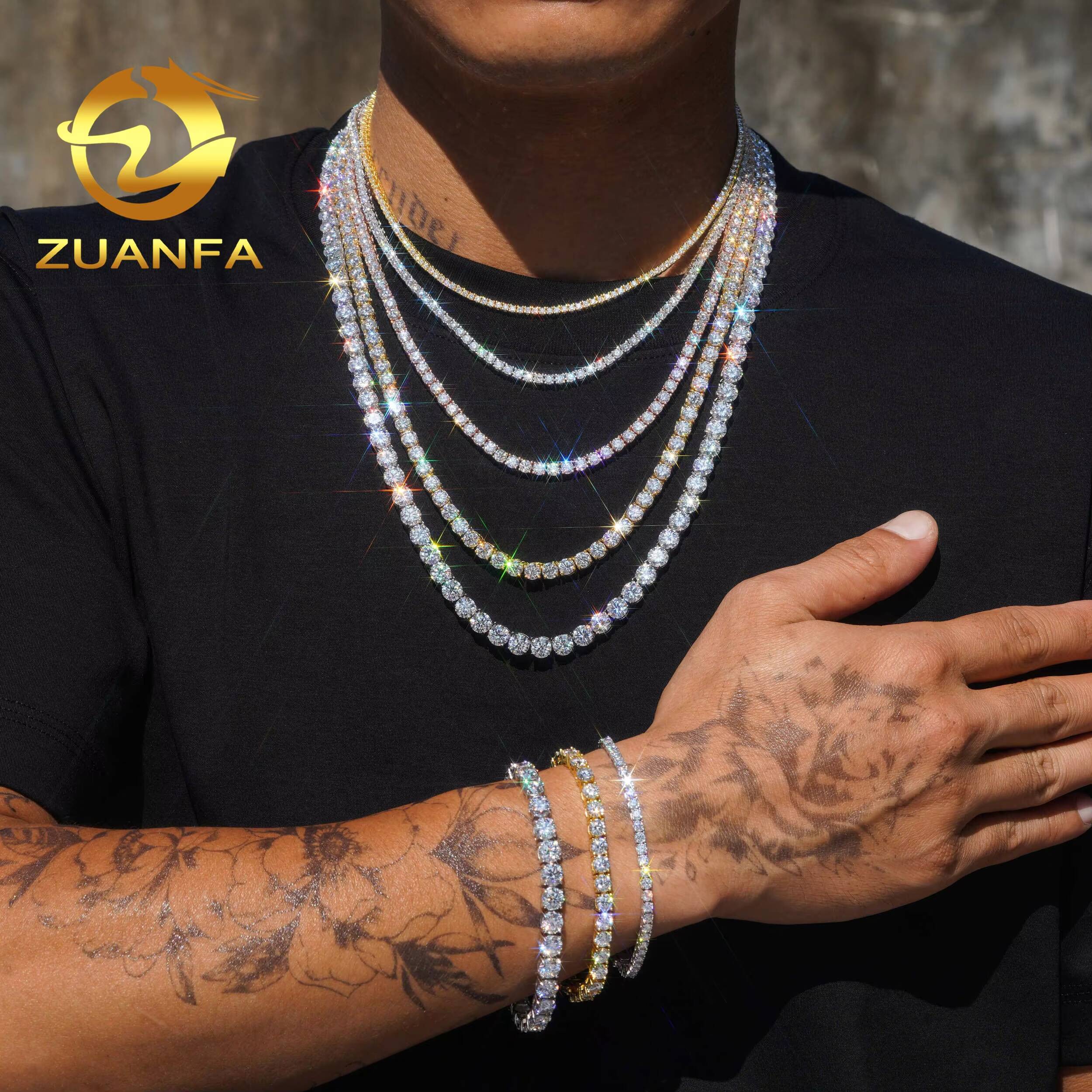 Factory Price Tennis Bracelet necklace Pass Diamond Tester Vvs Moissanite Hip Hop Jewelry Silver Lab Diamond Tennis Chain