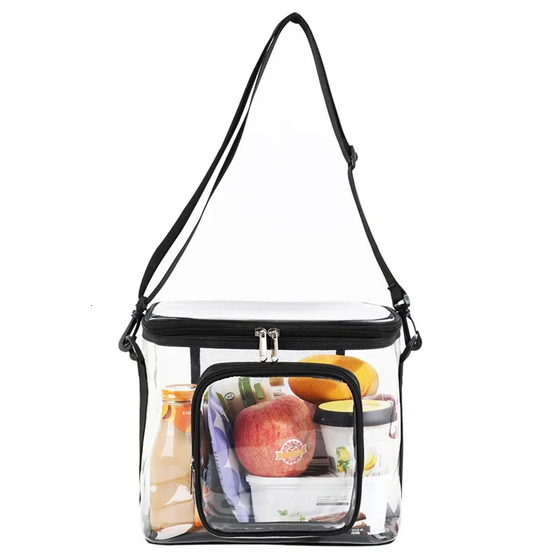 Durable See-Through Clear Lunch Bag Reusable Lunch Shoulder Bag for Work Office School and Picnic 250714