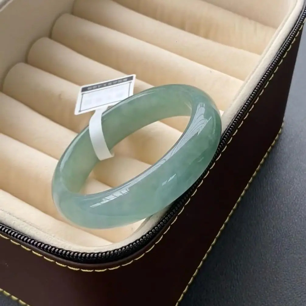 100% real green jade bangles natural handmade bracelets floating flower emerald ladies bracelet jade gift Bangles Lady PartyGift 250716