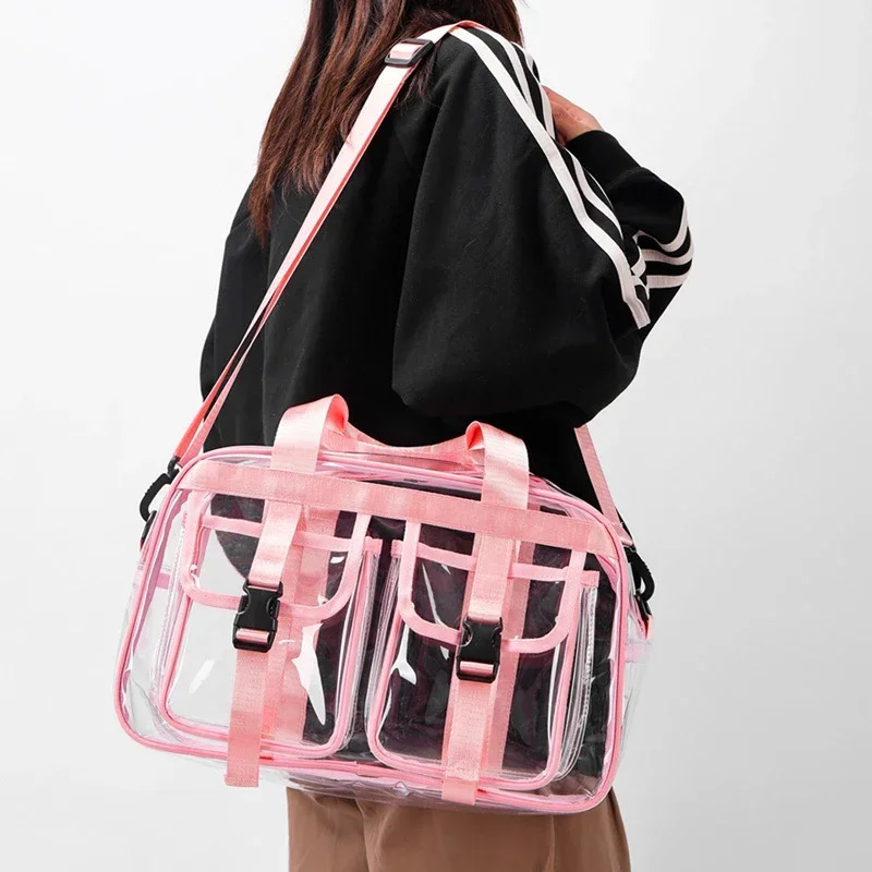 Solid Color PVC 2025 Travel Duffels Zipper Simple Large Capacity Casual Shoulder Bag Soft Trendy Western Style Handbag 250714