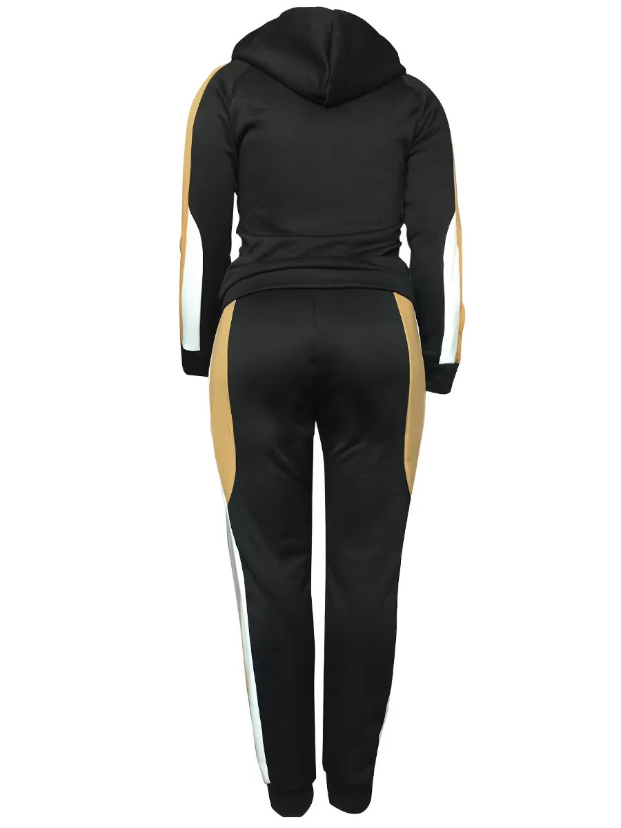 LW Plus Size Two pieces set Hooded Collar Striped Tracksuit Set Womens Tracksuit Hoodies 2pcs Set Autumn winter warm Sportswear 250714