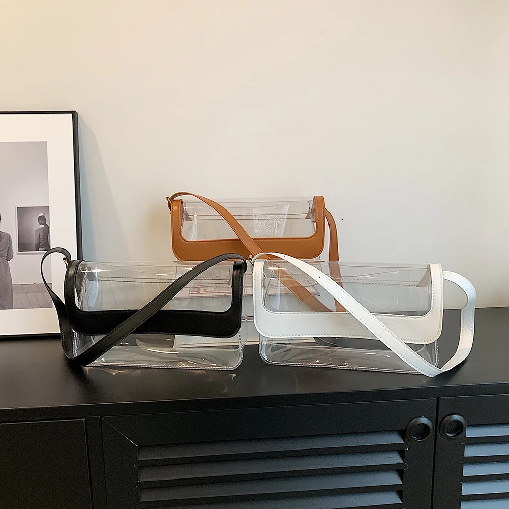 PVC Transparent Shoulder Bag See Through Cute Clear Purse Stadium Approved Casual Simple Fashion for Sports Festivals 250714