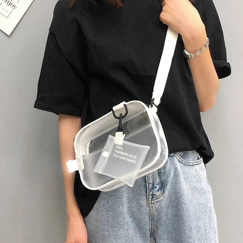Causual Transparent Clear Woman Crossbody Bags Shoulder Bag Handbag Jelly Small Phone Bags With Card Holder Wide Straps Flap Y250719