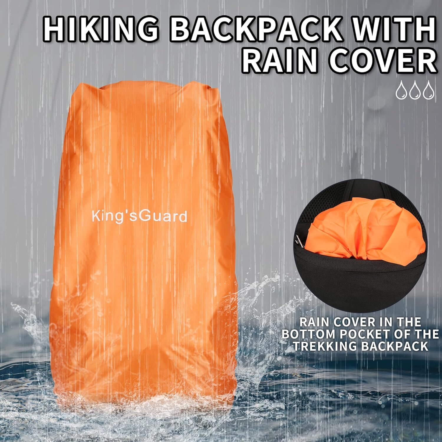 YMX 615 619 King'sGuard 60L Hiking Men Women Camping Backpack Waterproof Backpacking Mountaineering Climbing Daypack (Navy)