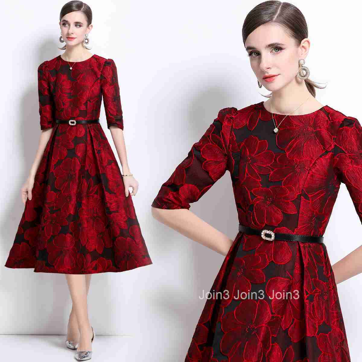 5859 Early Spring New French Style Socialite Jacquard Exquisite Slim Fit Dress