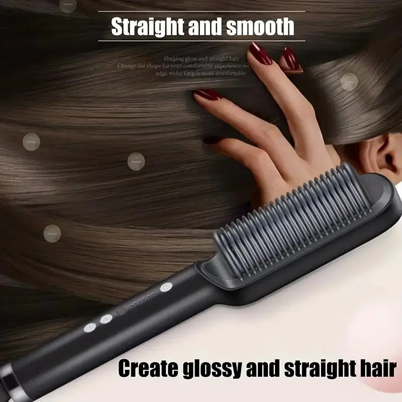 1 piece of straight hair comb 2in1 electric curling styling tool multifunctional straightener 250716