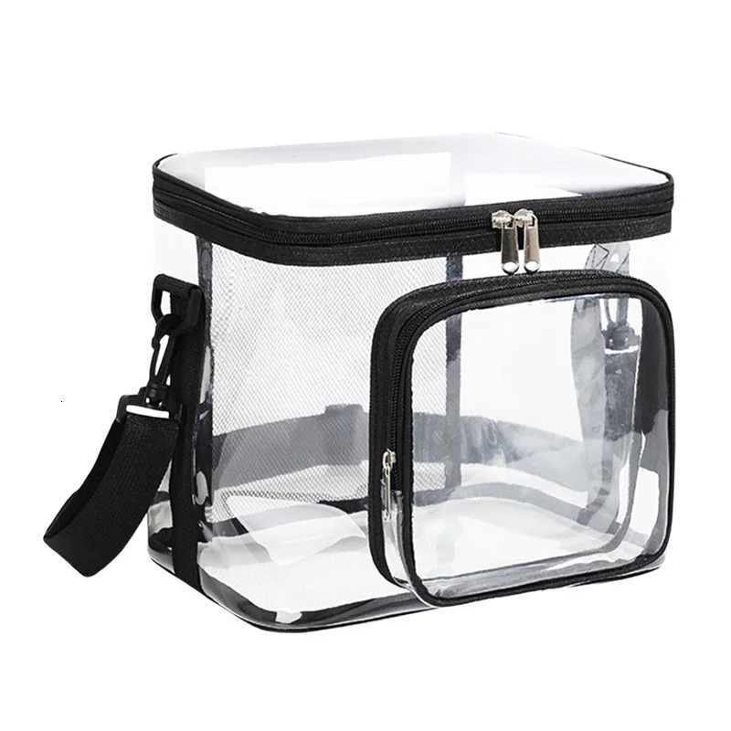 Durable See-Through Clear Lunch Bag Reusable Lunch Shoulder Bag for Work Office School and Picnic 250714