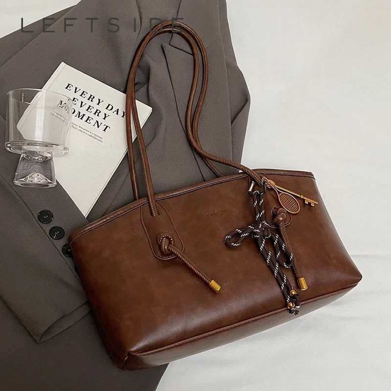 LEFTSIDE PU Leather Shoulder Bags For Women 2025 Winter Y2K Trend Female Crossbody Bag Lady Handbags And Purses Tote Bag Y250719