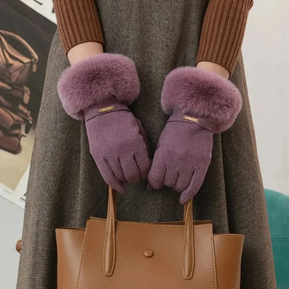Thick Plush Sleeves Suede Gloves Short Soft and Warm Solid Color Gloves Autumn and Winter Outdoor Cycling Windproof Gloves 250717