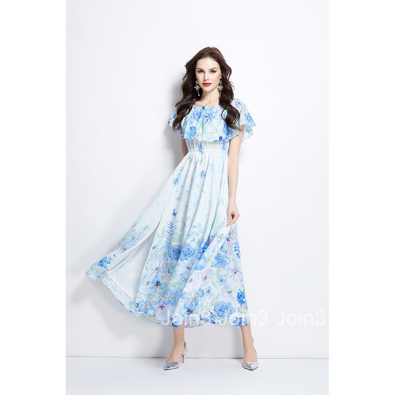 2691 Spring New Floral Off-Shoulder Long Dress