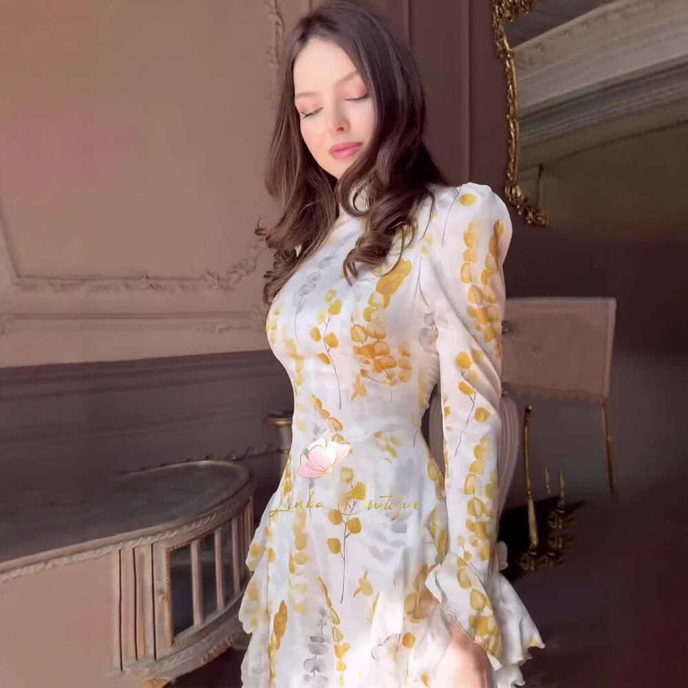 2025 New European and American Elegant Flowing Long Sleeve Slim Fit Soft Women's Dress