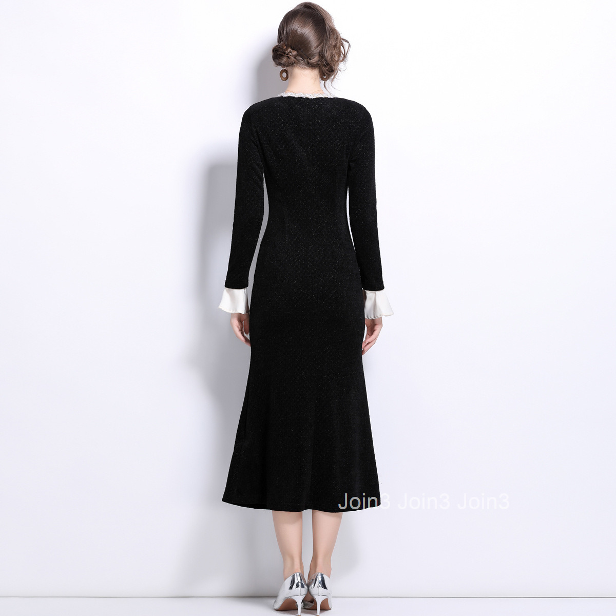 5852 autumn new womens clothing style fashionable long sleeved dress slim fit slimming fish tail long skirt
