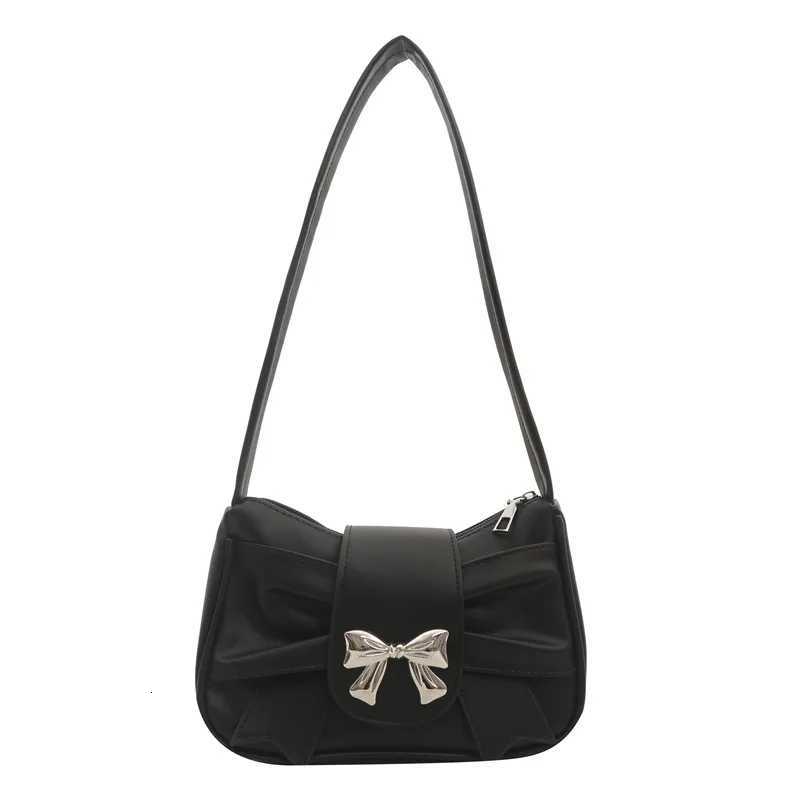 Sweet Bow Small Underarm Bag for Women Fashion PU Leather Ladies Portable Shoulder Bags Solid Color Female Clutch Handbags Y250719