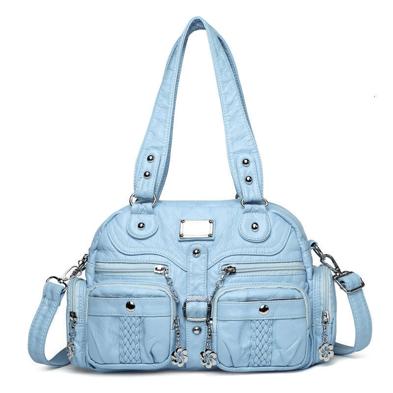 New Women's Fashion Washed PU Shoulder Crossbody Casual Versatile Tote Bag