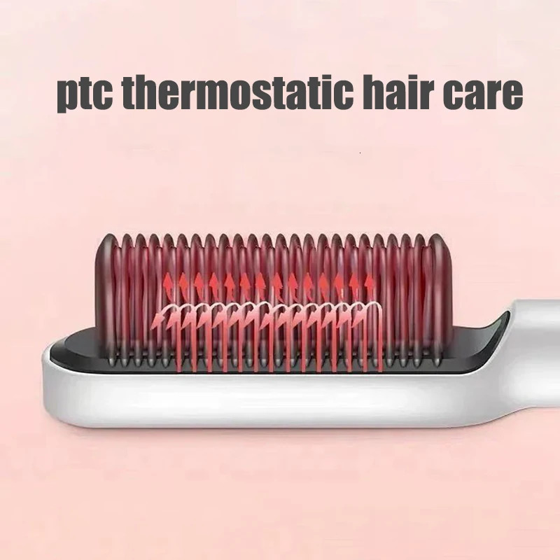 Hair Straightener Brush Ring Hair Straightener Comb Straightening Brush for Women with Splint Comb Electric Heating Comb Strai 250717