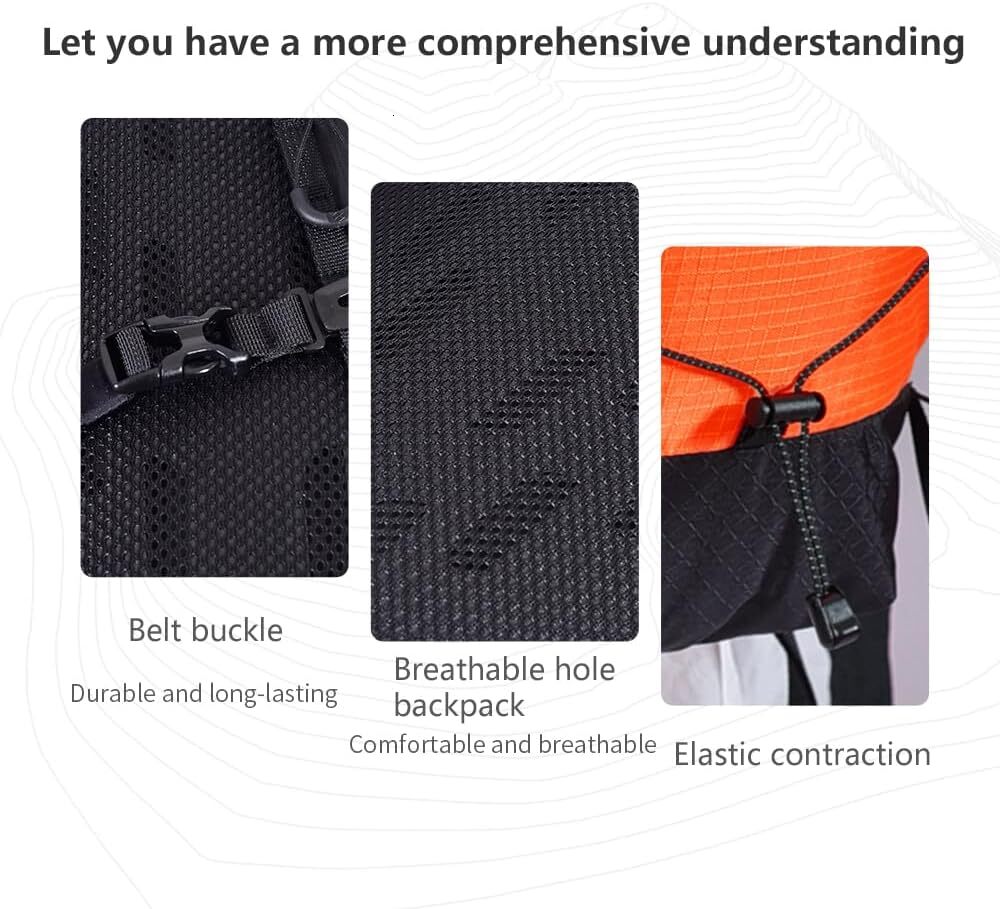 YMX 176 226 ANMEILU Mountaineering backpack bag, hiking ultra light backpack, lightweight travel commuting bag (Orange red)